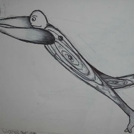 Small pencil study of a long-necked creature